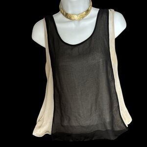 Black and Cream Sheer Sleeveless Top